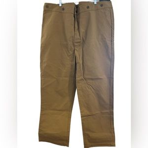 Brassada Tan Canvas Cowboy Work Pants NWOTs  50x33 Cinch Belt & Suspenders‎
